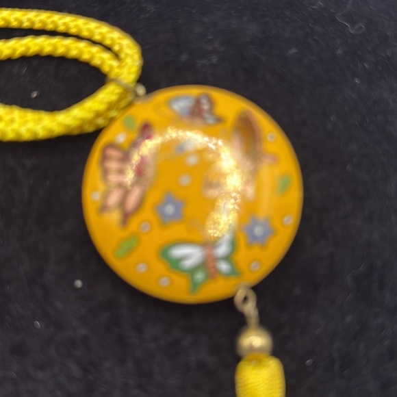 Vintage Asian Cloisonne Enamel Tassel Pendant, Unusual Old Metalware, Butterfly - Picture 4 of 4